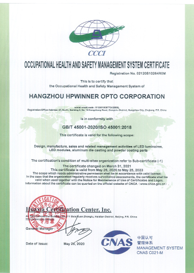 Hangzhou&Zhejiang Scientific HPWINNER 210331 ISO 45001 Cert EN